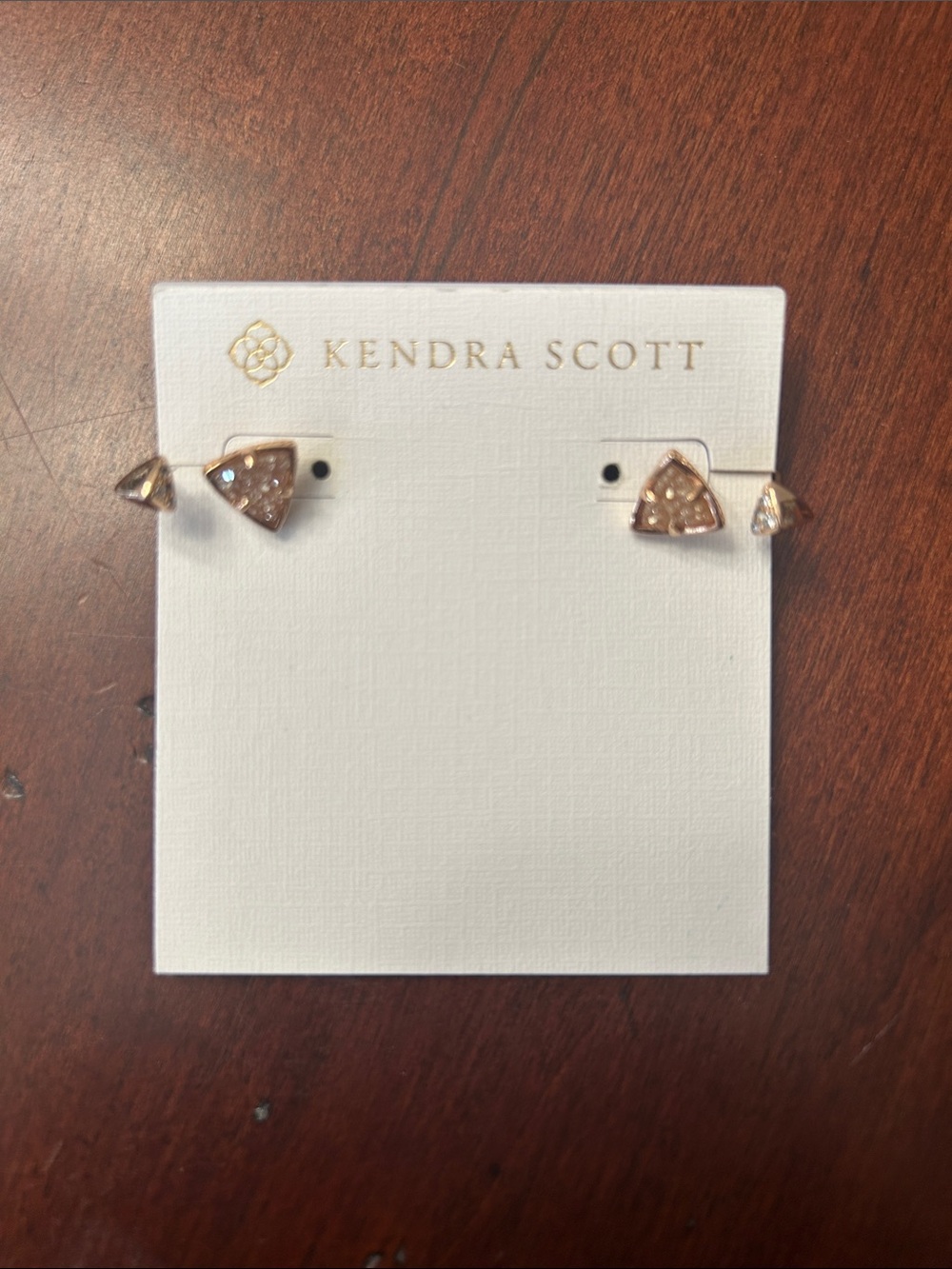 Kendra Scott Gold Triangle Champagne Druzy Double-Stud Earrings